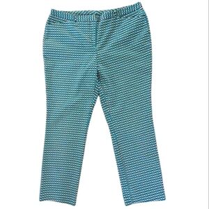 Worthington Geometric Pattern Turquoise White Black Cropped Pants